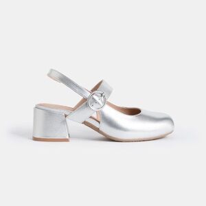 WYDR Studios Amber Slingback‎ Silver Mary Jane Wide NIB Size 10WW